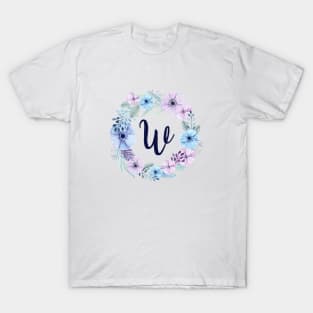 Floral Monogram W Icy Winter Blossoms T-Shirt